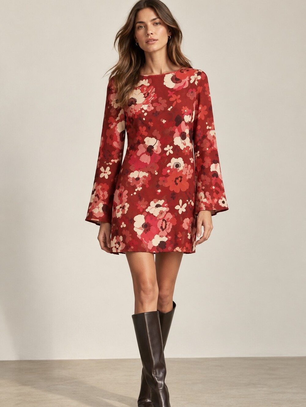 RIXO Ridley Red Pink Retro Floral Print Mini Dress Size 6